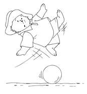 coloriage l ours paddington glisse sur le ballon